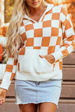Checkered Long Sleeve Hooded Sweater - Trendsi - Flyclothing LLC
