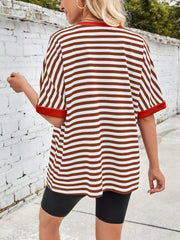 Lovelet Striped Round Neck Half Sleeve T-Shirt - Trendsi