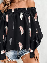 Printed Off Shoulder Blouse - Trendsi - Flyclothing LLC