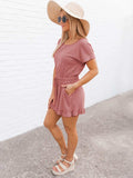 Ruffled Boat Neck Short Sleeve Romper - Trendsi - Flyclothing LLC