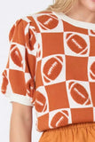 Football Round Neck Short Sleeve Sweater - Trendsi - Flyclothing LLC