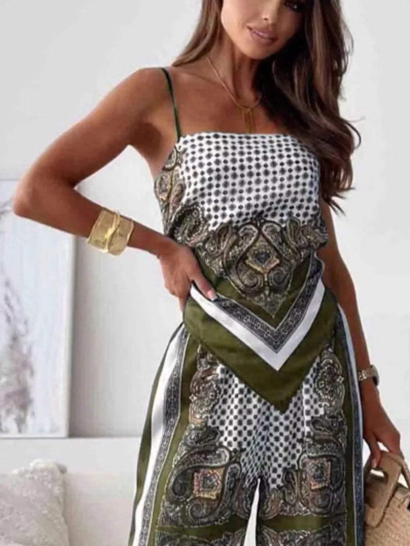 Printed Cami and Wide Leg Pants Set - Trendsi - Flyclothing LLC