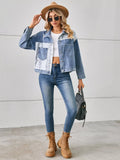 Snake Print Button Up Denim Jacket - Trendsi - Flyclothing LLC