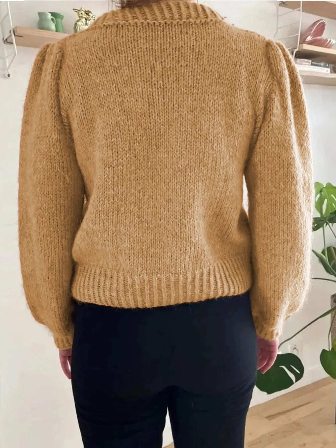 Textured Knit Round Neck Long Sleeve Sweater - Trendsi - Flyclothing LLC