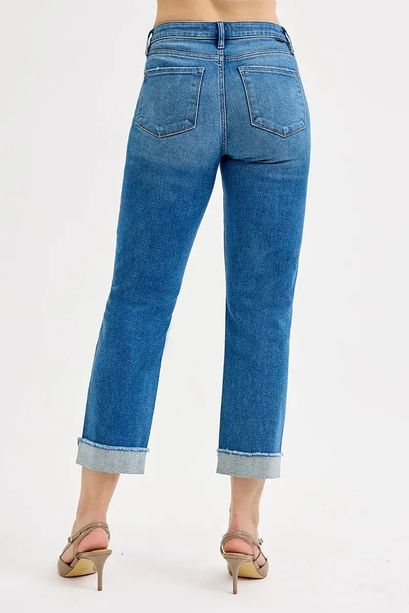 RISEN Full Size High Rise Boyfriend Fit Ankle Jeans Plus SIze - Trendsi - Flyclothing LLC
