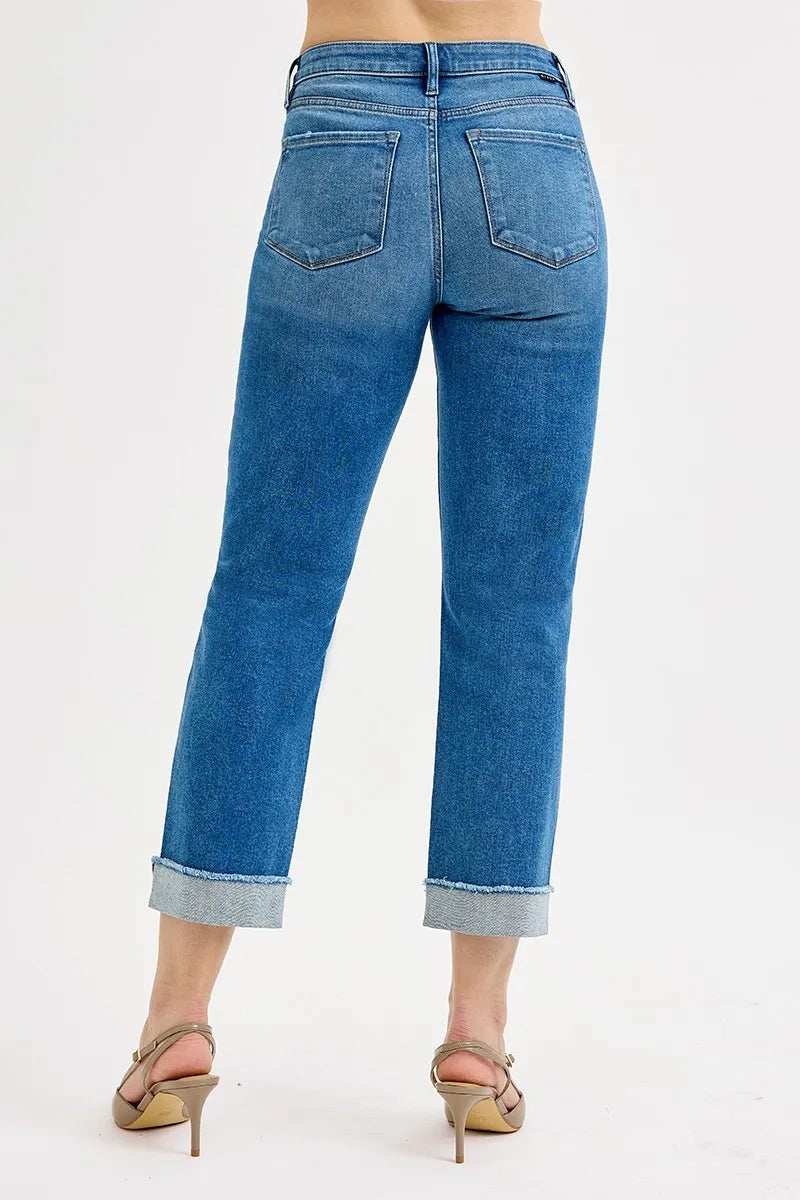 RISEN Full Size High Rise Boyfriend Fit Ankle Jeans Plus SIze - Trendsi - Flyclothing LLC