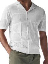 Men's Button Down Checkered Eyelet Shirt - Trendsi - Flyclothing LLC