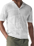 Men's Button Down Checkered Eyelet Shirt - Trendsi