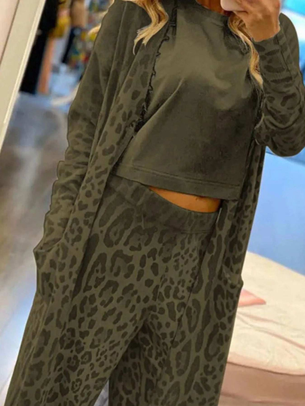 Long Sleeve Longline Outerwear and Pants Set - Trendsi - Flyclothing LLC