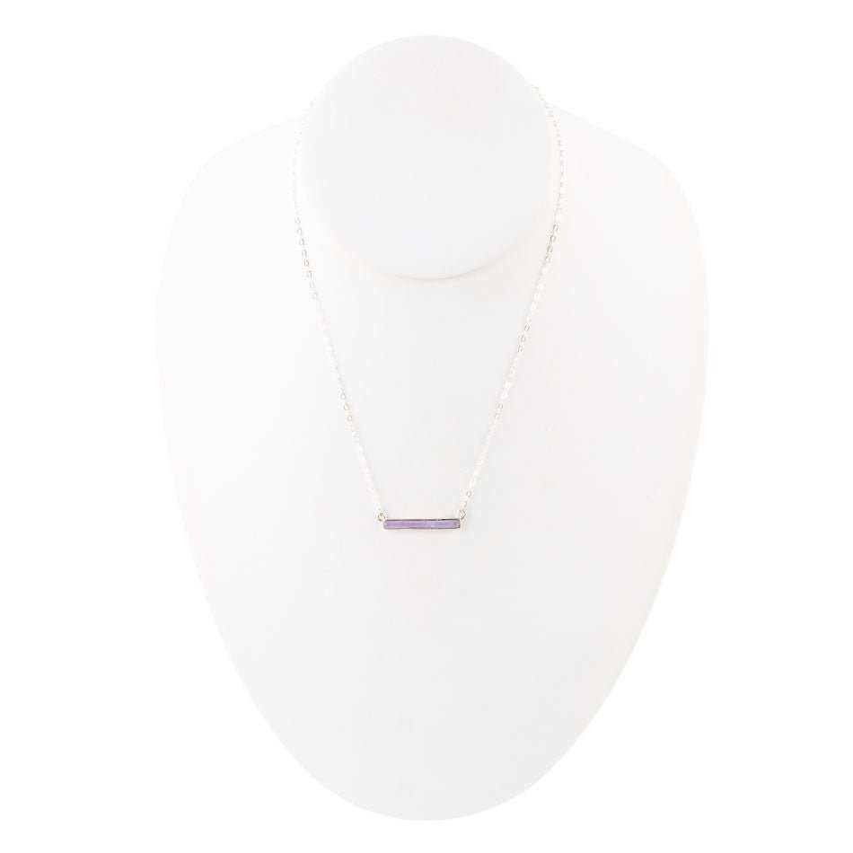 Dainty Amethyst Bar Necklace - Barse Jewelry - Flyclothing LLC