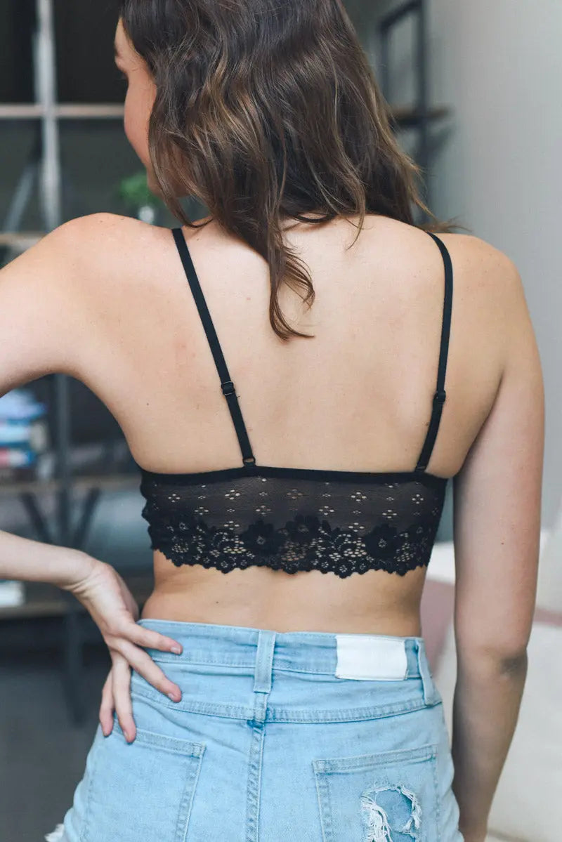 Floral Lace Strappy Front Bralette - Boho Clothing and Accessories - Flyclothing LLC