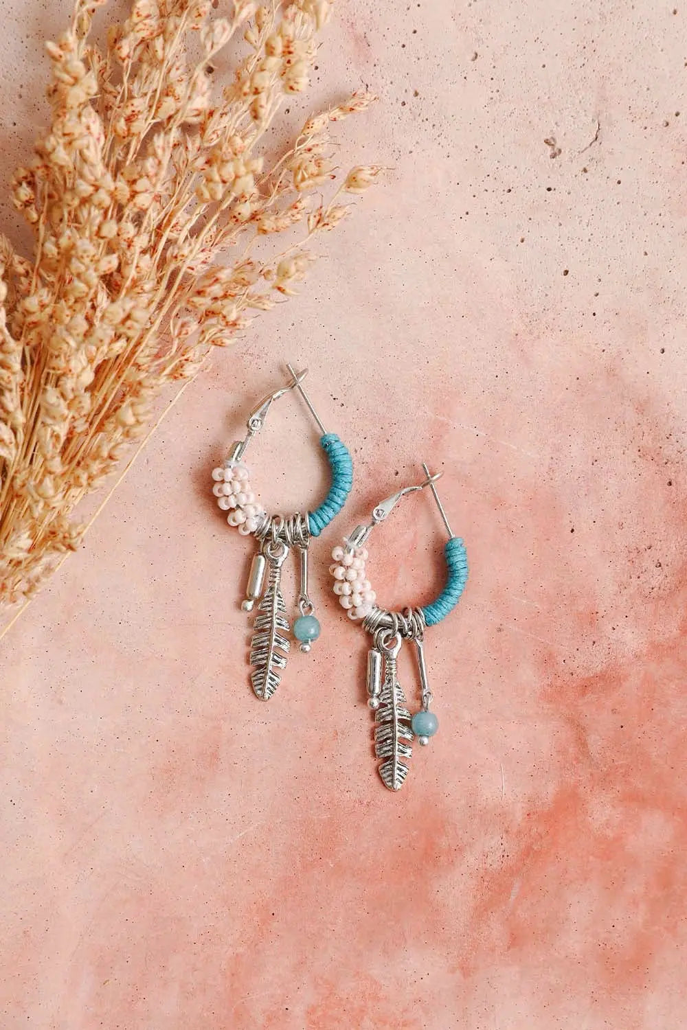 Dainty Feather Hoop Earrings🩵 - Boho Clothing and Accessories - Flyclothing LLC