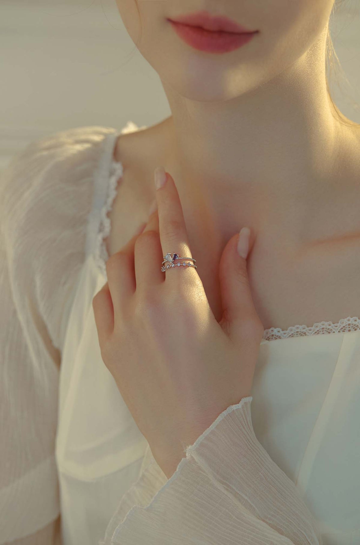 Two Tone Heart Stone Ring