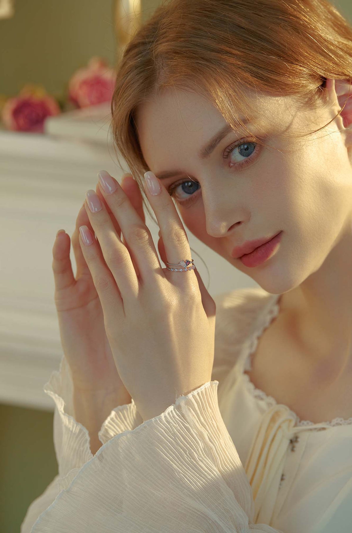 Two Tone Heart Stone Ring