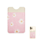 Daisy Flower Patterned Faux Leather Adhesive Card Holder For Phone - Madeline Love - Flyclothing LLC