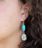 Dalmatian Jasper Blue Magnesite Golden Drop Earrings - Barse Jewelry - Flyclothing LLC