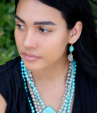 Dalmatian Jasper Blue Magnesite Golden Drop Earrings - Barse Jewelry - Flyclothing LLC