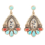 Dalmatian Jasper Colorful Golden Drop Earrings - Barse Jewelry