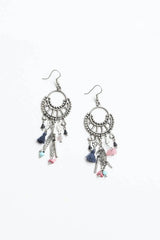Dangling Rose Quartz & Fringe Earrings - Boho Clothing and Accessories - Flyclothing LLC