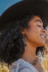 Dangling Rose Quartz & Fringe Earrings - Boho Clothing and Accessories - Flyclothing LLC