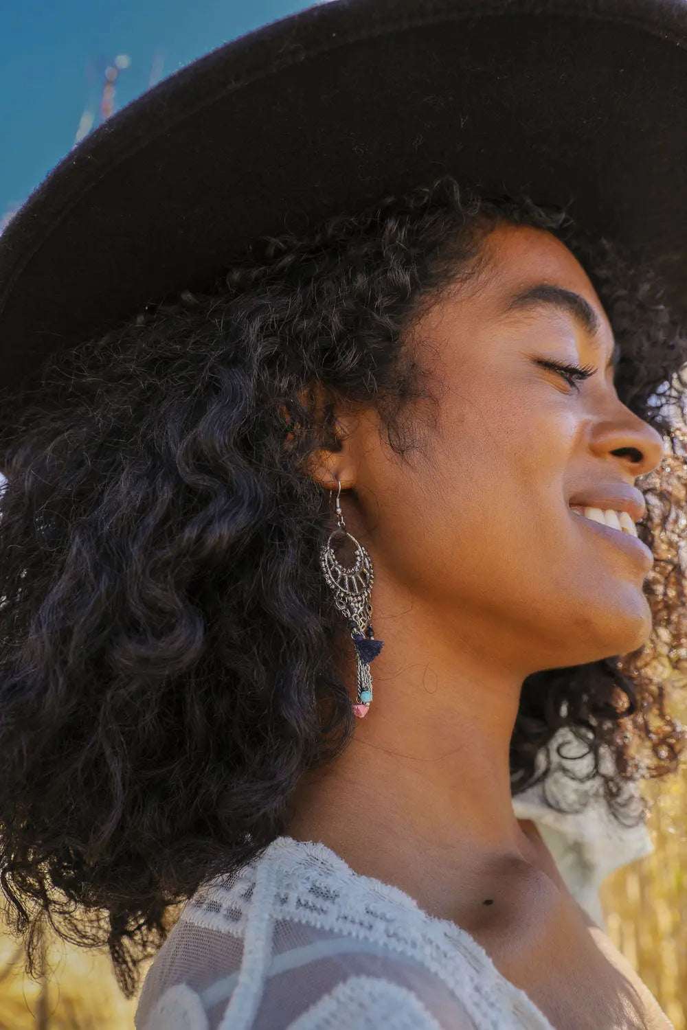 Dangling Rose Quartz & Fringe Earrings - Boho Clothing and Accessories - Flyclothing LLC