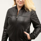 Dani Women's Fashion Leather Bomber Jacket - Whet Blu NYC - Flyclothing LLC