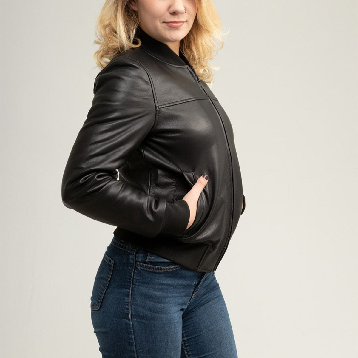 Dani Women's Fashion Leather Bomber Jacket - Whet Blu NYC - Flyclothing LLC