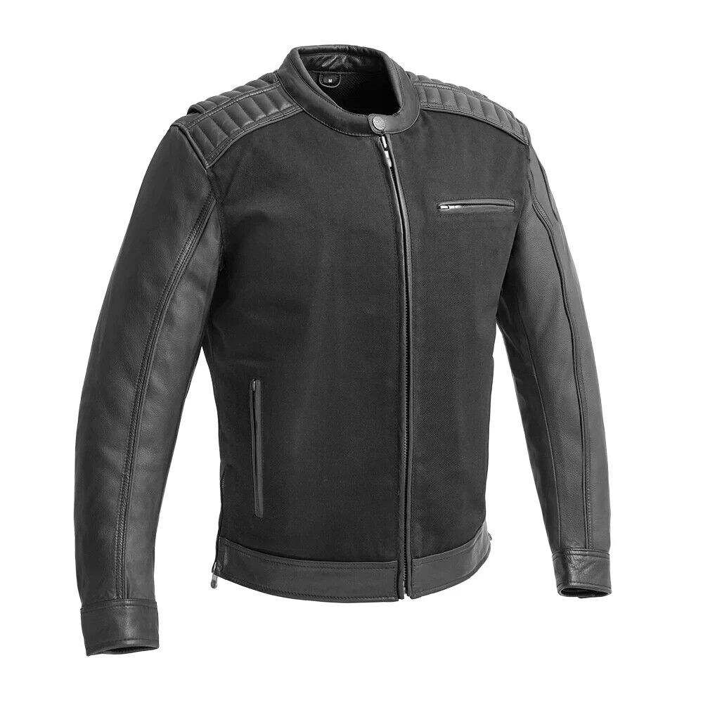 Daredevil Men's Motorcycle Twill/Leather Jacket - First Manufacturing Company - Flyclothing LLC