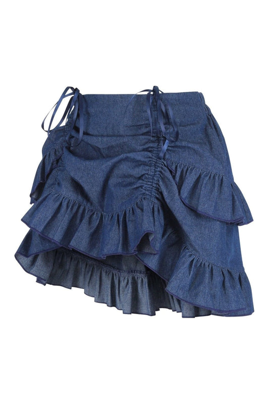Daisy Corsets Dark Blue Denim Ruched Bustle Skirt