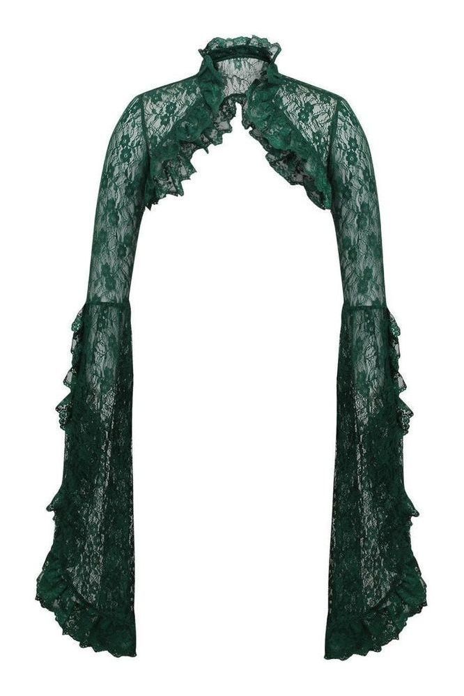 Daisy Corsets Dark Green Lace Shrug Bolero Jacket - Daisy Corsets - Flyclothing LLC