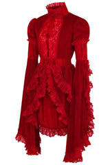 Daisy Corsets Dark Red Velvet & Lace Ruffled Jacket - Daisy Corsets - Flyclothing LLC