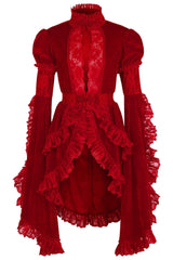 Daisy Corsets Dark Red Velvet & Lace Ruffled Jacket