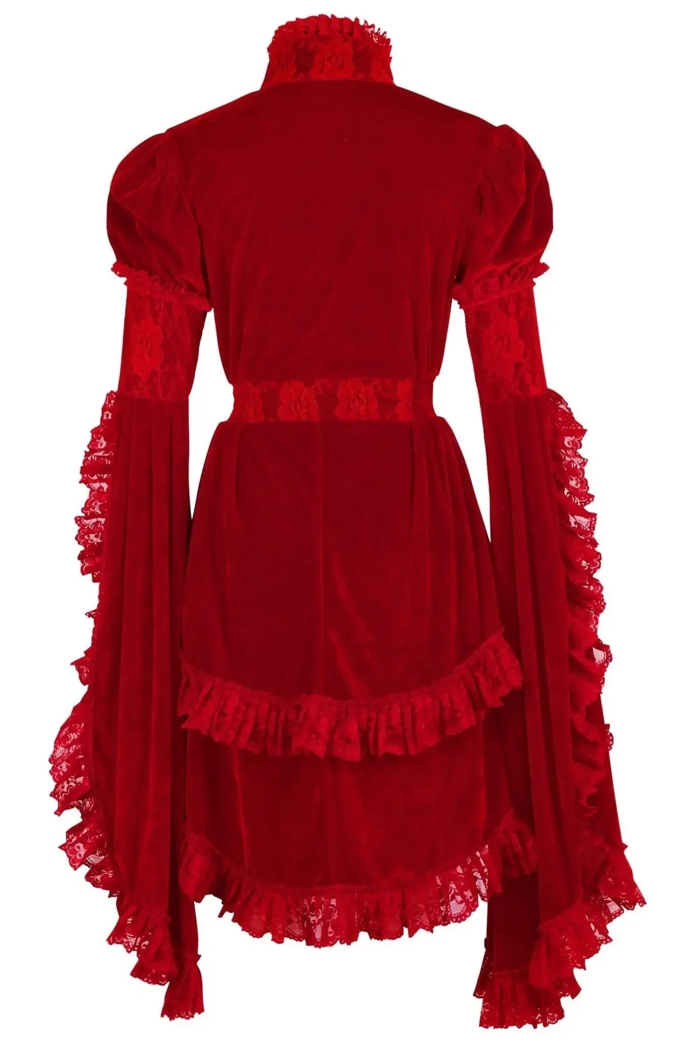 Daisy Corsets Dark Red Velvet & Lace Ruffled Jacket - Daisy Corsets - Flyclothing LLC