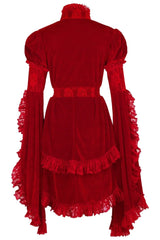 Daisy Corsets Dark Red Velvet & Lace Ruffled Jacket - Daisy Corsets - Flyclothing LLC