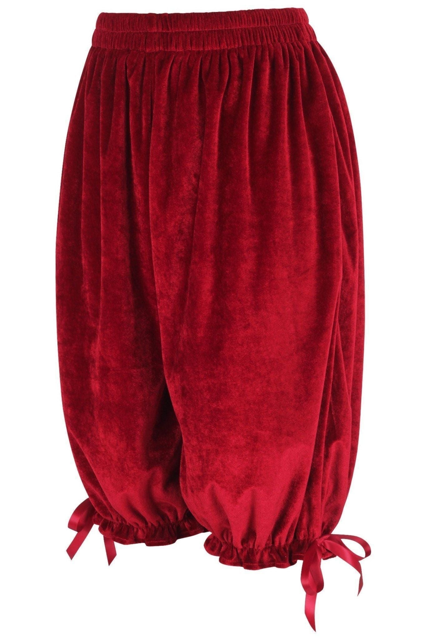 Daisy Corsets Dark Red Velvet Long Bloomers - Daisy Corsets