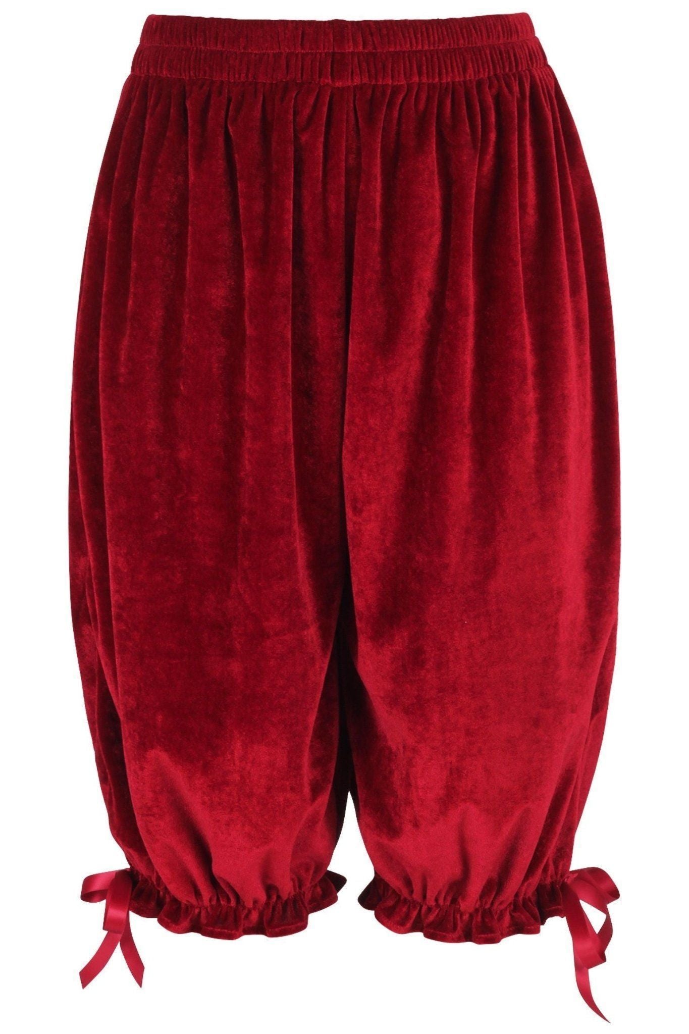 Daisy Corsets Dark Red Velvet Long Bloomers - Daisy Corsets