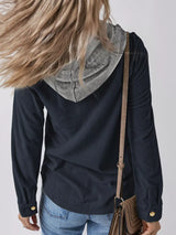 Hooded Corduroy Button-Down Jacket - Trendsi - Flyclothing LLC