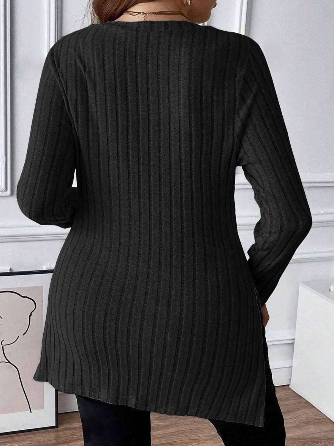 Plus Size Square Neck Long Sleeve Top - Trendsi - Flyclothing LLC