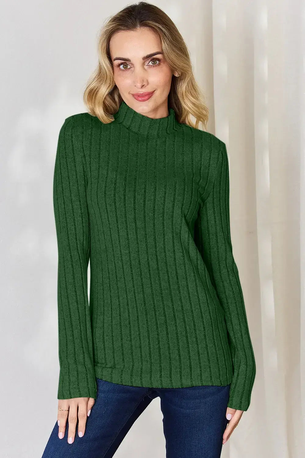 Basic Bae Full Size Ribbed Mock Neck Long Sleeve T-Shirt - ShopBasicbae - Flyclothing LLC