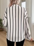 Perfee Striped Collared Neck Long Sleeve Shirt - Trendsi