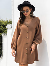 V-Neck Long Sleeve Mini Dress - Trendsi - Flyclothing LLC