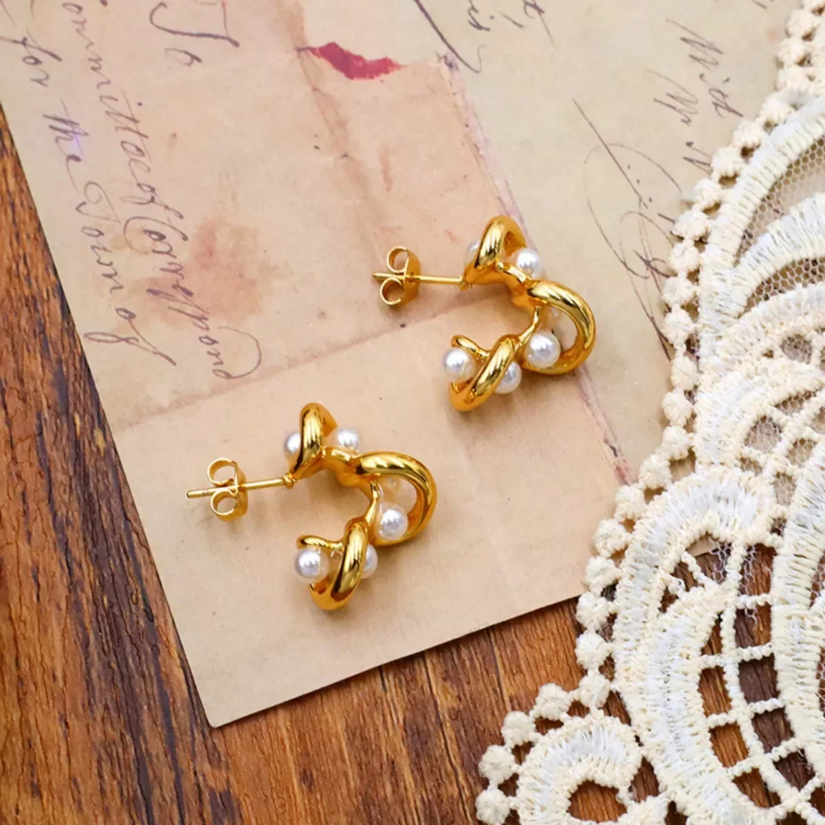 18K Gold-Plated Pearl Earrings - Trendsi - Flyclothing LLC