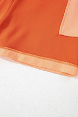 Two-Tone Short Sleeve V Neck Patched Pocket Romper - Trendsi - Flyclothing LLC