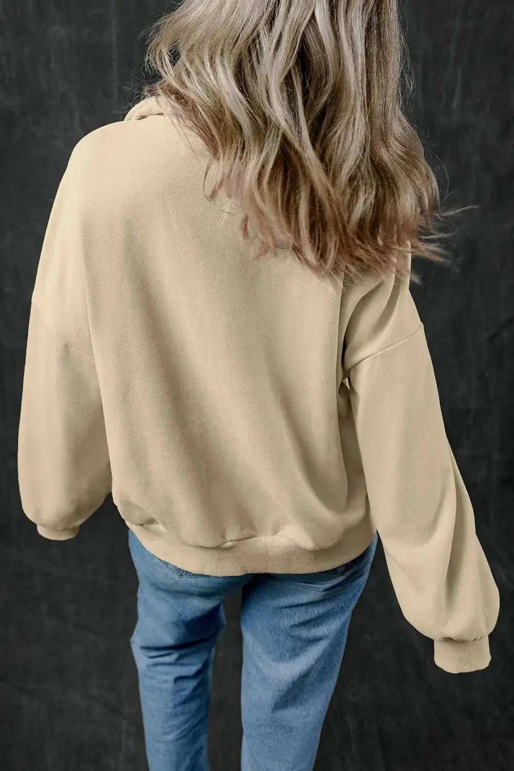 Half Zip Long Sleeve Sweatshirt - Trendsi - Flyclothing LLC