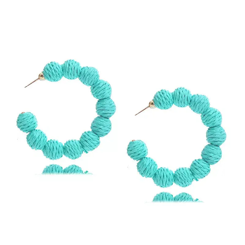 Raffia Grass C-Hoop Earrings - Trendsi - Flyclothing LLC
