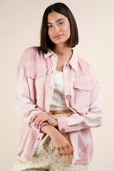 VERY J Mineral Washed Oversized Gauze Shacket - Trendsi - Flyclothing LLC