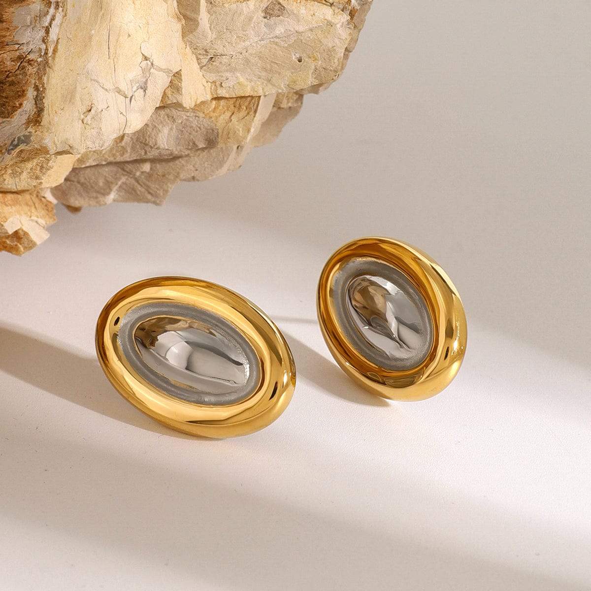 18K Gold-Plated Stainless Steel Stud Earring - Trendsi - Flyclothing LLC