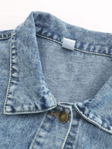 Button Down Drop Shoulder Denim Jacket - Trendsi - Flyclothing LLC
