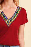 V-Neck Short Sleeve T-Shirt - Trendsi - Flyclothing LLC