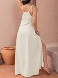 Swiss Dot Cutout Sleeveless Maxi Dress - Trendsi